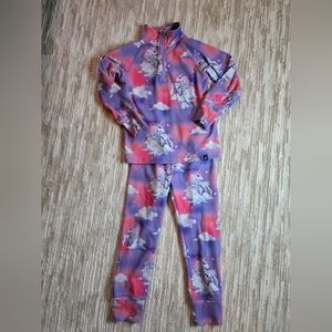 Deux Par Deux Unicorn Print Purple and Pink Thermal Set Size 6